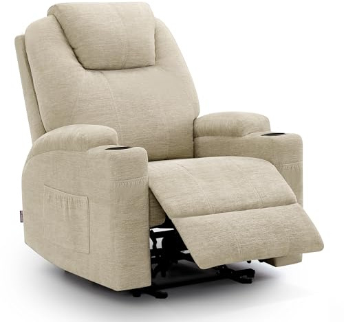 M MCombo Relax Eléctrico Masaje Sillón TV Función Reclinable Calefacción por Vibración Nuevo Modelo 7061(Tela-Beige)