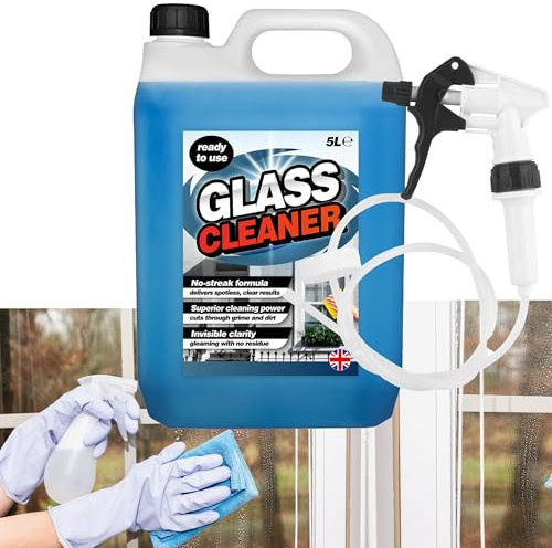 5 Litre Glass & Window Cleaner Ready To Use No Streak Formula Spotless Clear Windows With Convenient Long Hose Trigger (1)