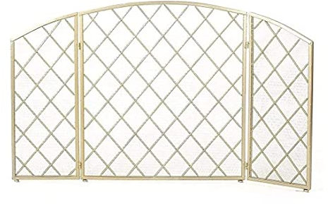 Schermo per Camino antiscintille, parascintille Extra Largo, Protezione antincendio a 3 Pannelli, griglia di Protezione con Design a Diamante