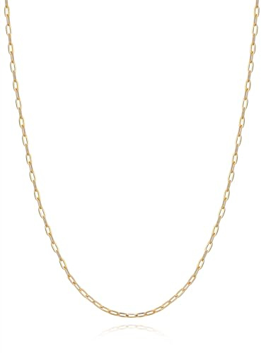 U7 collar de Cadena Acero Inoxidable Mujer Dorado, 1,8mm de Ancho, 36 + 5cm de Longitud, Collar de Clip Ajustable Minimalista Hipoalergénico con Caja de Regalo