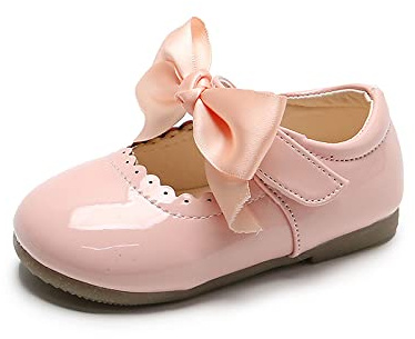 JerrisApparel Scarpe Bambina Vernice Fiocco Abito Mary Jane Ballerine (19 EU, Rosa)
