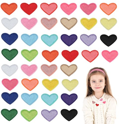 Juego de 40 parches para planchar para niños y adultos, parches para planchar, vaqueros, parches para planchar, parches para planchar ropa, manualidades, diseño de corazón, para ropa, bolsos