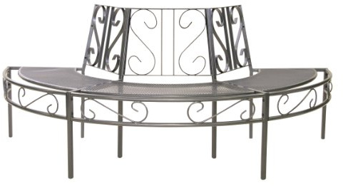 Greemotion Panchina Semi Circolare da Albero Toulouse - Panchina da Giardino semicircolare in Acciaio - Panchina per Tronco d'albero da Esterno, 195x100x83cm