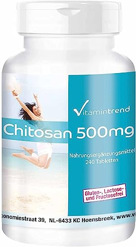 Vitamintrend Chitosan hochdosiert 500mg, 240 Tabletten, natürlicher Ballaststoff, veganes Nahrungsergänzungsmittel ohne Zusätze, in Deutschland hergestellt