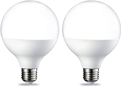 Amazon Basics Lampadine a LED, attacco Edison E27, a forma di globo, G93, 14,5 W (equivalenti a 100 W), Luce Bianca Calda, non dimmerabili, confezione da 2