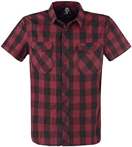 Brandit Roadstar Hombre Camisa Manga Corta Negro/Rojo Regular