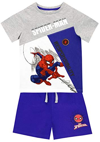 Marvel Camiseta Conjunto de Top y Shorts para niños Spiderman Multicolor 7-8 Años