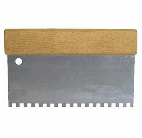 Trade Shop - SPATOLA DENTATA FRATTAZZO PER COLLA IN ACCIAIO IMPUGNATURA LEGNO 4' 10 CM -