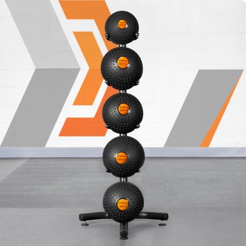 METIS Support pour Médecine Ball - Support pour Slam Ball - Capacité pour Jusqu'à 5 Balles - Tour de Rangement pour Les Balles Poids de Musculation Fitness