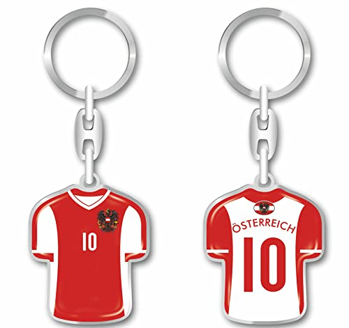Österreich Trikot Schlüsselanhänger WM Fussball - Metall-Keyholder mit 3D Effekt. World Cup Design