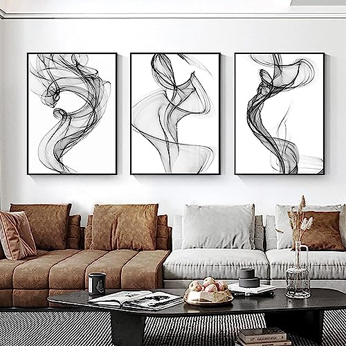 MHLCMG Noir et Blanc Affiche Ligne Abstraite Toile Tableau Art Peintures Decoration Murale pour Salon Chambre Tableau Decoration, sans Cadre (3X40X60CM)