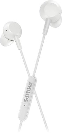 Philips TAE5008WT/00 Écouteurs Intra-Auriculaire avec Micro | Filaire léger | USB-C | Câble de 1,2 m | Télécommande Intégrée à 3 Boutons | 3 Embouts | Son Clair et Basses Puissantes | Blanc