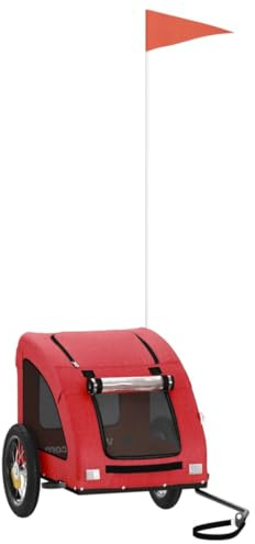 vidaXL Red Dog Bike Trailer - Durable Iron and Oxford Fabric Construct - Easy Entry with Zippered Doors