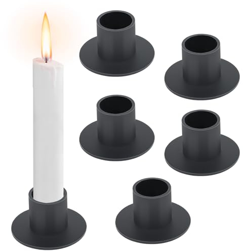 RISVOWO Bougeoir Noir, 6 Pièces Chandeliers Bougeoir, Douilles pour Bougies en Métal, Chandelier Vintage, Candle Holder, Porte-Bougies pour Salon, Salle à Manger et Décoration de Chambre à Coucher
