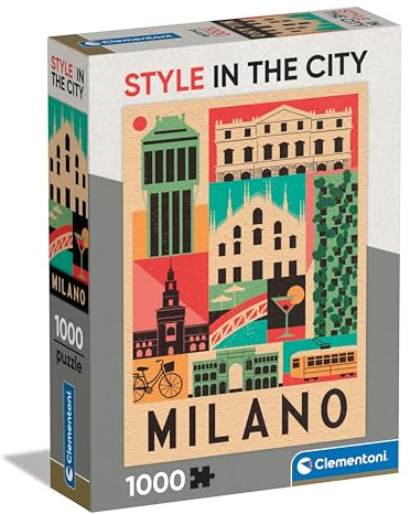 Clementoni Puzzle - Style In The City - Milano - Puzzle De 1000 Piezas para Adultos, Rompecabezas Adultos, Entretenimento, 39842