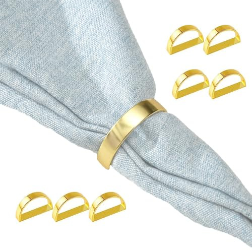ieron 8 st Guld servettringar halv rund servettring kreativ modern minimalistisk D servetthållare för bordsinställningar kök middag fest bröllop