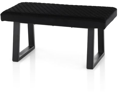 TUKAILAi Upholstered Dining Bench, 100 cm Long Velvet Thick Padded Seat Hallway Bench with Sturdy Metal Legs, Dining Room Bench Seating for Entryway Living Room Bedroom (Black)