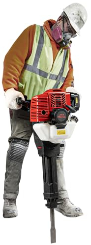 MINRS Martillo de demolición de gasolina, 52 cc, 2 tiempos, 1900 W, gasolina, trituradora de hormigón, trituradora de hormigón, martillo neumático multifuncional con cincel puntiagudo y cincel plano