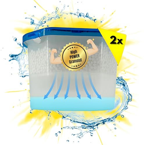 TronicXL Lot de 2 déshumidificateurs de 500 ml - Granulés pour cave, salle de bain, maison, bureau - Sans électricité - Absorbeur d'humidité - Pour caravane, camping-car, buanderie, salle de bain