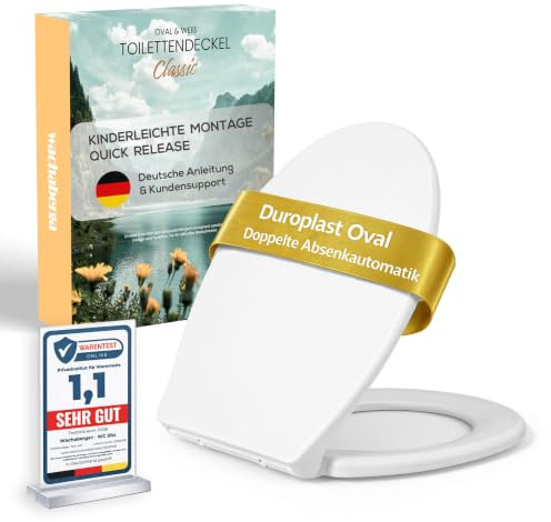 WACHABERGA Toilettendeckel mit Absenkautomatik Weiß Duroplast Ovale WCs
