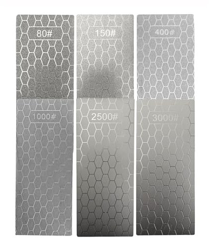 6 Pierre a Aiguiser, 80# 150# 400# 1000# 2500# 3000# Pierres à Aiguiser en Diamant Avec Plaque Extra Fine/Grossière Pour Les Appareils De Cuisine Et l'utilisation en Extérieur
