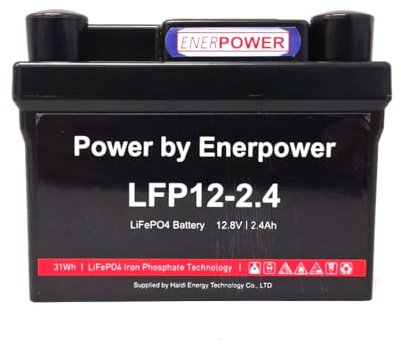 Enerpower LiFePO4 12V Motorradbatterie Starterbatterie 2,4Ah (30Wh) für für Motorräder, ATV, UTV, Wasserfahrzeuge, etc 150A CCA