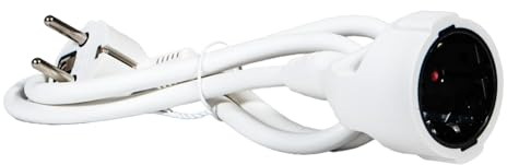 Alargador Blanco 1 Metro 3x1,5 mm² 10/16A hasta 3680W con Obturador y protección Infantil Cable Flexible y Resistente