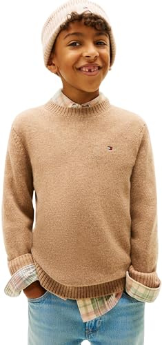 Tommy Hilfiger pojktröja tröja av lammull, beige (safari canvas heather), 80