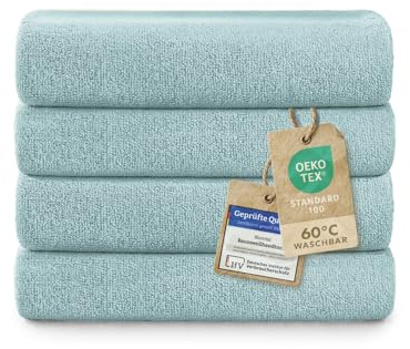 Blumtal Premium Frottier Handtücher Set 4 teilig 100% Baumwolle - Oeko-TEX zertifiziertes Towel 4X (50x100 cm) - Ultra saugstarkes Frottier Handtücher Set waschbar °60 - Handtuch Hellblau