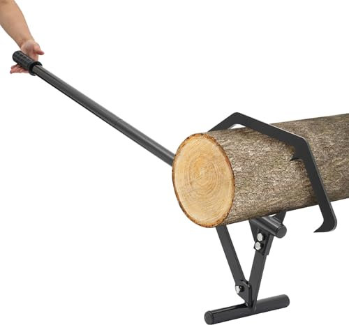 Cric à bûches, réglable, capacité de charge de 600 kg, outil de bûcheron, cric forestier, cric à roulettes manuel pour le levage de bois de 7,62 à 63,5 cm de diamètre