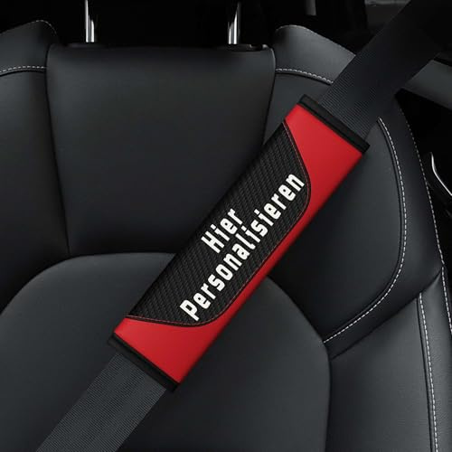 Personalisierbares Carbonfaser Gurtpolster Auto – Individualisiertes Sicherheitsgurt Polster & Schulterpolster für Kinder, Damen & Herren – Universeller Gurtschoner Auto & Autogurtbezug für SUV & PKW
