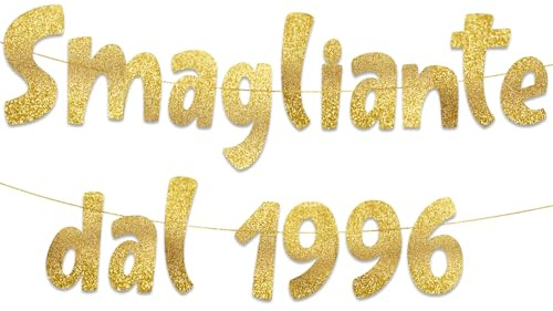 30° Compleanno Striscione Smagliante Dal 1996 Oro Glitterato – Decorazioni Compleanno Divertenti, Gadget & Regali per Lei e Lui
