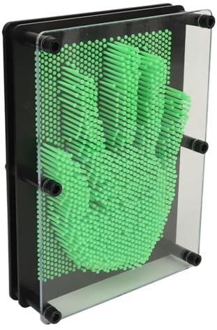 Fdit Giocattolo Sensoriale Pin Art 3D, Esperienza Stereo Innovativa, Bacheca con Impronte di Mani per Bambini, Taglia L, Verde per Bambini