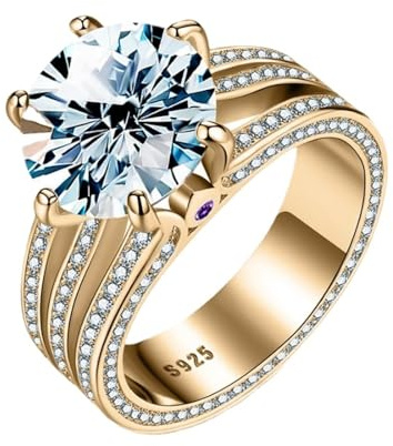 Diamantring, 5ct Moissanit förlovningsring for kvinnor D-färg VVS1 925 sterlingsilver diamantringar