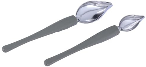Beavorty Cucchiaio da Pittura in Acciaio Inox per Decorazione Piatti e Salse, Set 2 Pezzi Impugnatura Curva Ergonomica, Strumento per Arte del Caffè e Abbellimento Dolci, Utensili Cucina