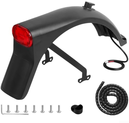 Kit de guardabarros trasero con soporte de luz trasera para Xiaomi 5 Pro Scooter eléctrico ABS Guardabarros Montaje Negro Pieza de repuesto para una gestión limpia de cables y para protección contra