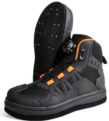 WYYHAA Studded Felt Sole Wading Boots for Men Women Rock Fishing Shoes