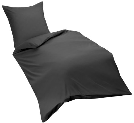 Fleuresse Flanell-Bettwäsche, anthrazit, 135 x 200 cm