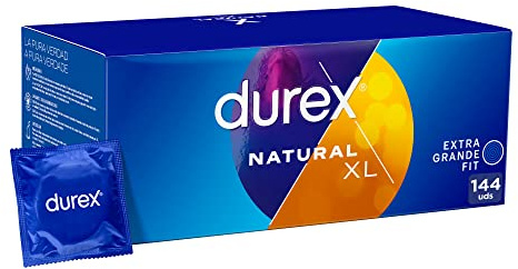 Durex Preservativos Originales Naturales Natural Plus Talla XL - Pack 144 Condones