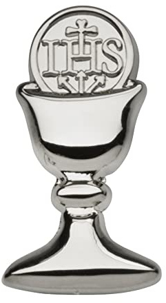Precious Pieces First Communion Gift Chalice Tie or Lapel Pin for Boys (Silver Tone)