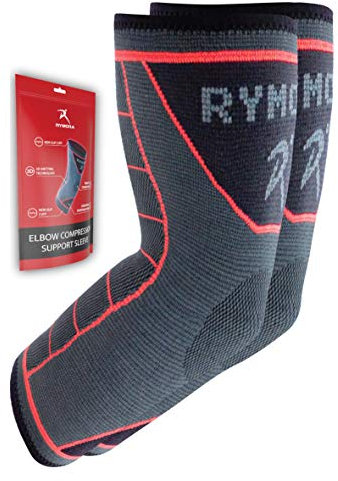 Elbow Support Arm Compression Sleeves Elbow Braces for Men and Women - Supports for Tennis Elbow, Golfers Elbow, Tendonitis, Joint Pain Relief, Arthritis (Pair) (Large) [L]