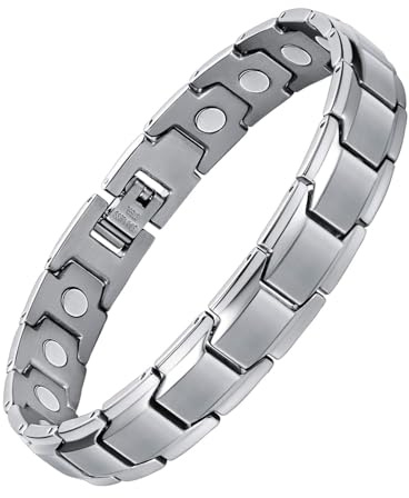 Jeracol Titanium Steel Magnetic Bracelets for Men,Magnetic Wristband with Ultra Strength Magnets, Adjustable Length with Links Removal Tool & Gift Box