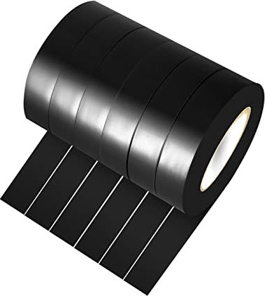 Xrkuu 6 Pack Black Electrical Tape, 15mm x 15m PVC Black Insulation Tape, Vinyl Waterproof Electric Tape Rolls for Indoor and Outdoor Wire Insulating and Repairing