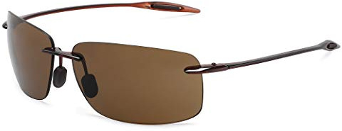 JULI Sports Polarized Sunglasses for Men Women Tr90 Rimless Frame for Running Fishing Golf Surf Driving(Brown)