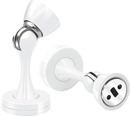 Door Stops, Magnetic Door Stop Stainless Steel Door Stoppers for Skirtings Floor Wall Mounted Soft Catch Magnetic Door Holder White Heavy Duty Magnet Door Stopper for Door Hold Open, 2Pack