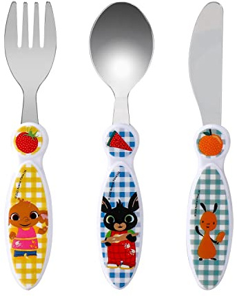 Kids Cutlery Set – 3PCS Childrens Toddler Dinnerware Set Gift for Boys & Girls, Includes Knife, Fork & Spoon, Travel Cutlery Set for Kids (Bing)