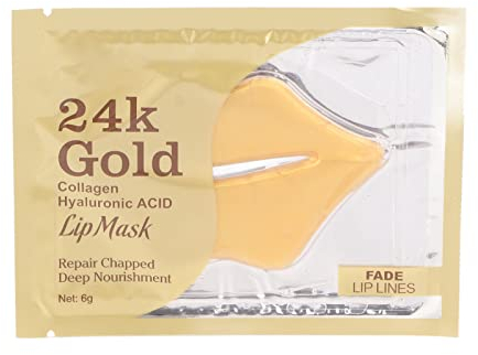 Masque à Lèvres Hydratant, Masque à Lèvres 10 Pièces or 24k, Masques à Lèvres Collagène Masque éclaircissant Pour Les Lèvres Pour Les Rides Des Lèvres, Les Lèvres Gercées
