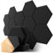 Paneles Acusticos Autoadhesivos, 18 Piezas, Hexagonal Panel Acustico Decorativos, Acoustic Panels para Pared, Techo, Puerta, Home Estudio, Gaming, Living Room, 30 x 26 x 0,9 cm, Negro