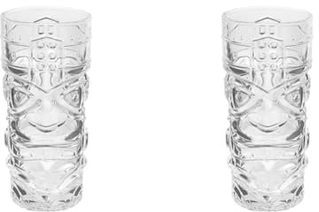 TOM FOX Cocktail TIKI Tasse en verre Maori Tiki 360 ml (Lot de 2)