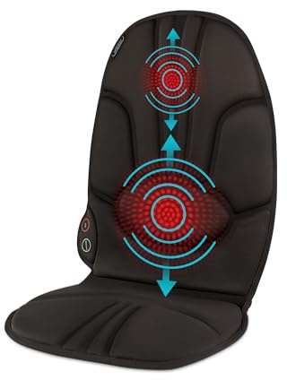 HoMedics Portable Heating and Vibrating Back Massage Cushion with Adjustable Intensity and Integrated Straps